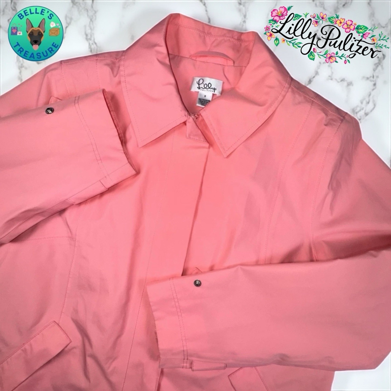 Lilly Pulitzer Small Pink Goretex Rain Coat Vacation Packable Swing Jacket Beach
